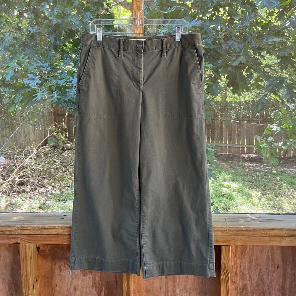 LOFT Outlet Women's Army Green Wide Leg Cropped Pants Size 12